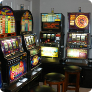 game room with slot machines